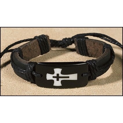 Cross in Cross Leather Bracelet – The Catholic Gift Store