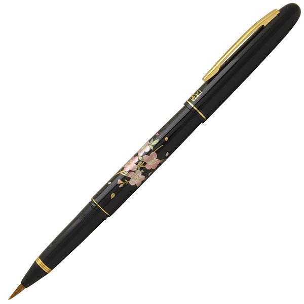 呉竹 KURETAKE 万年毛筆 蒔絵物語 万年毛筆 含綬鳥 黒 | ペンハウス