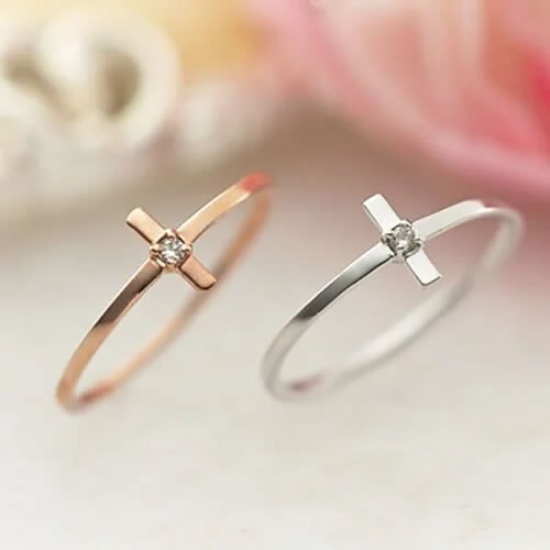 ピンキーリング 10K K10 ブランド Lエル stylish cross ring ゴールド