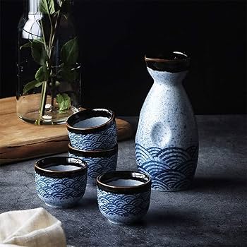 Amazon.co.jp: 日本酒セット 酒器 酒杯 酒壺 5点酒器セット 陶器セット