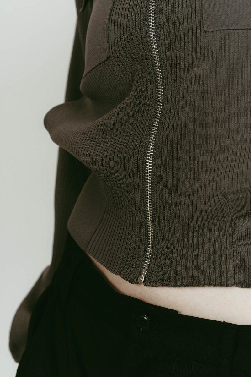 Knuth Marf - pocket zip up knit (Gray) / ポケットジップアップ