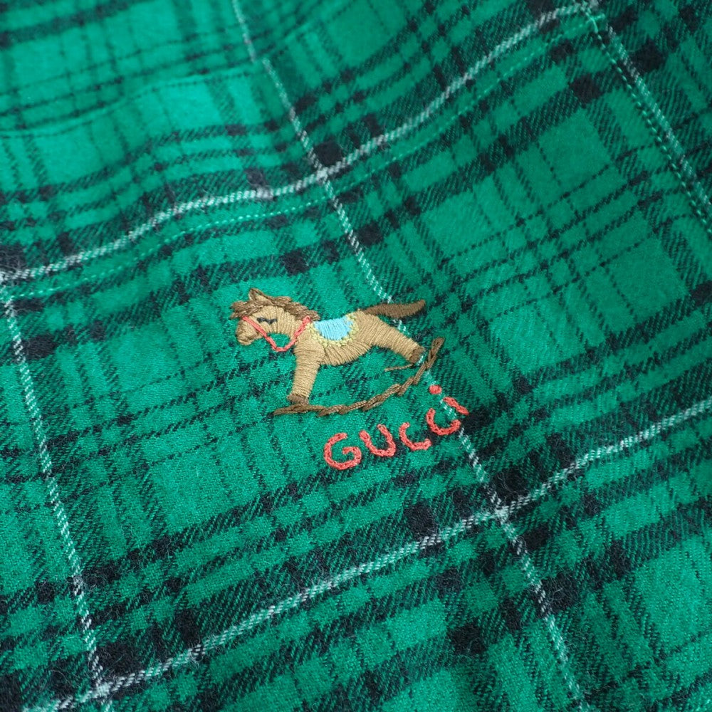 グッチ GUCCI チェックシャツ ロッキングホース 44 672701 ZAIB8 3768