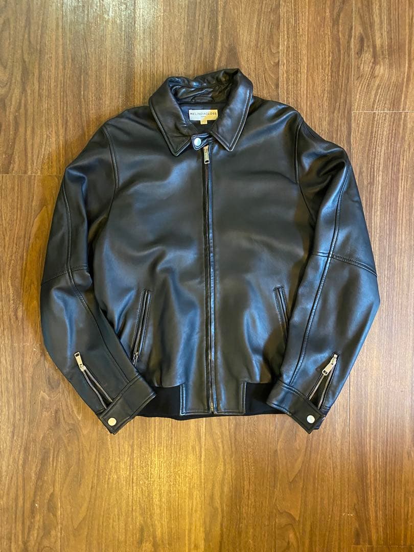 MELINDAGLOSS ブラックラムレザーシングルライダースジャケット シングルライダースジャケット レディース ラムレザージャケット S/M/L