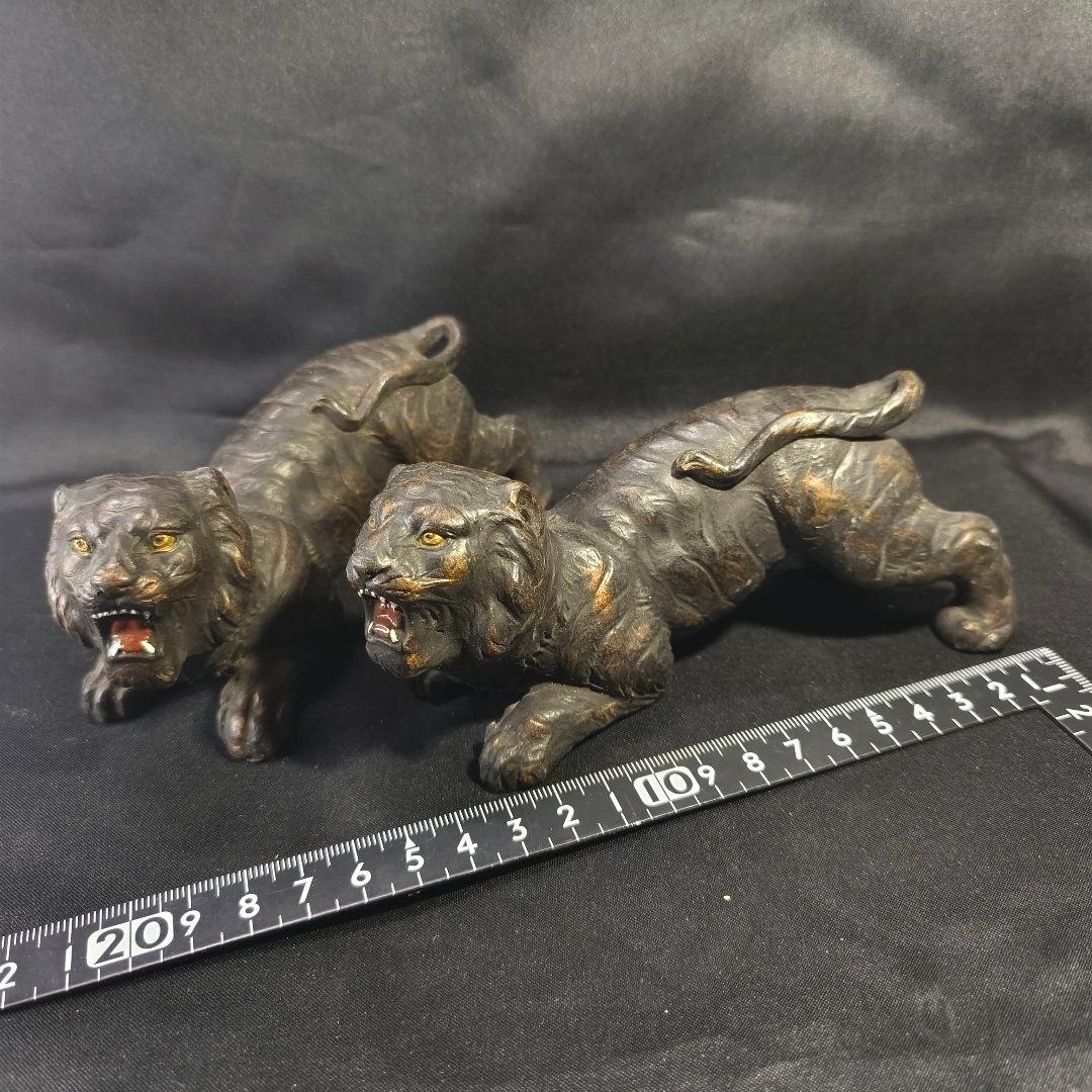 中国骨董 虎2頭 陶芸品 無銘時代物 古美術品 アンティーク コレクター放出美品 青銅 ウェン王子と虎 12y812 やかん 銅瓶 骨董品 縁起物 中国 古物 鐘