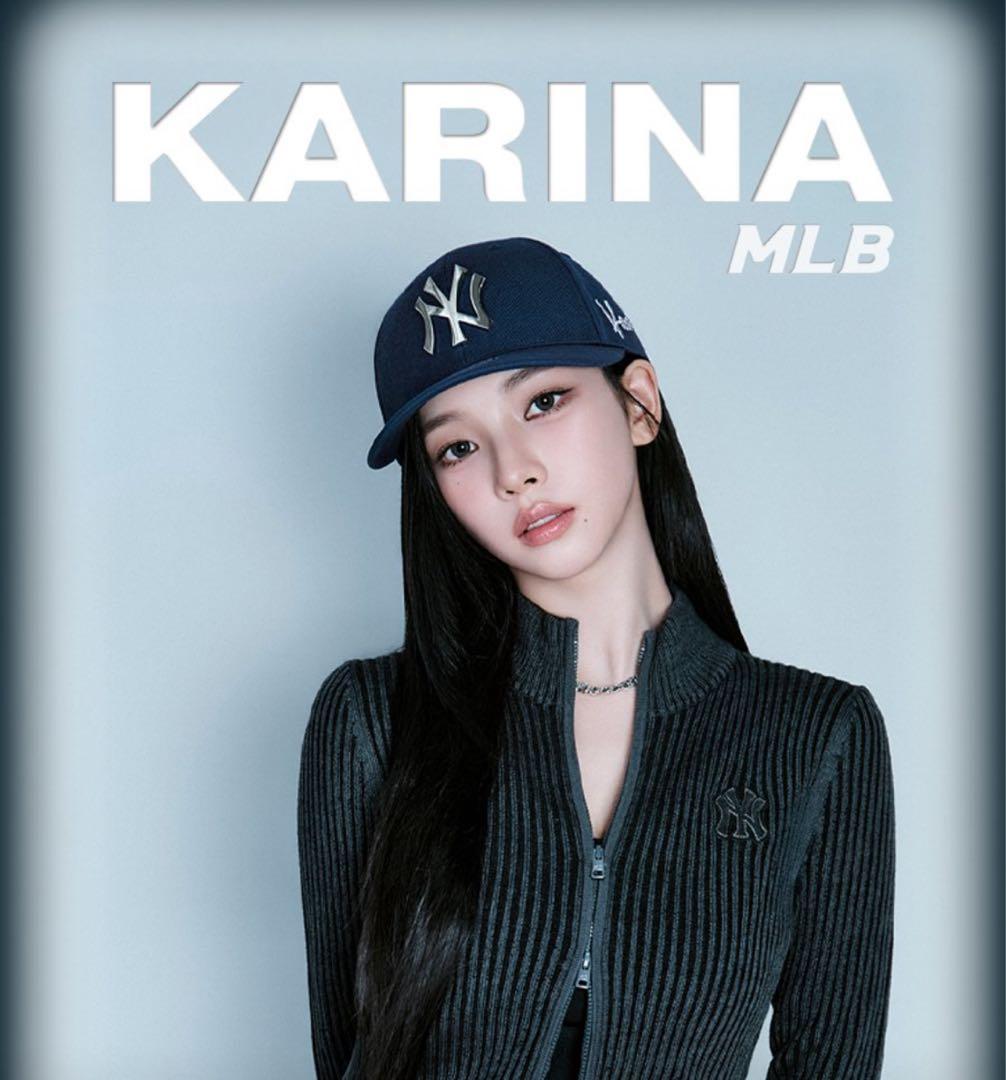 MLB カリナエディションキャップ aespa Karina コラボ帽子ネイビー 12時オープン！！☆aespa カリナ 着用！！新作キャップ【MLB】Karina