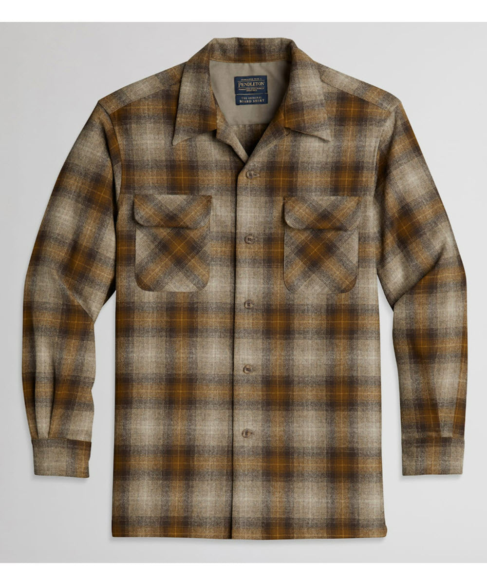 Pendleton Men's Wool Board Shirt - Brown/Tan Ombre Plaid — Dave's